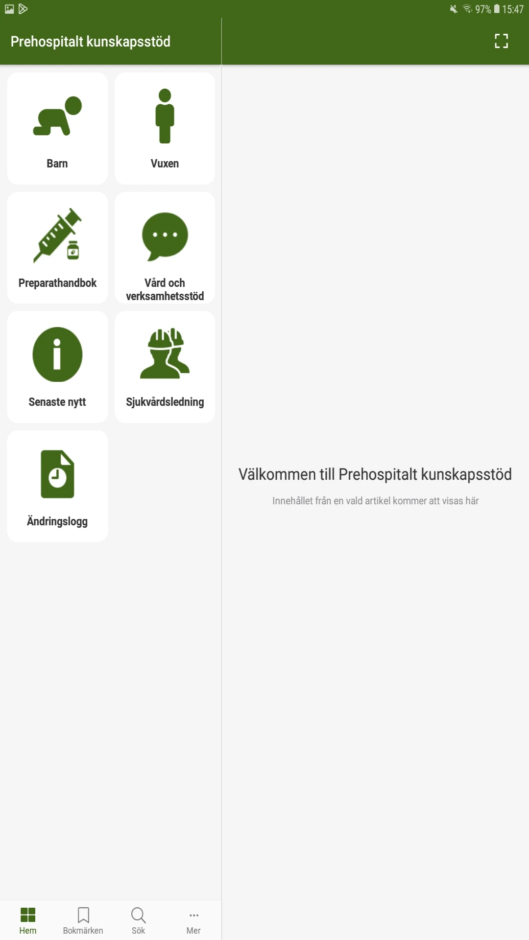 Prehospitalt kunskapsstöd screenshot