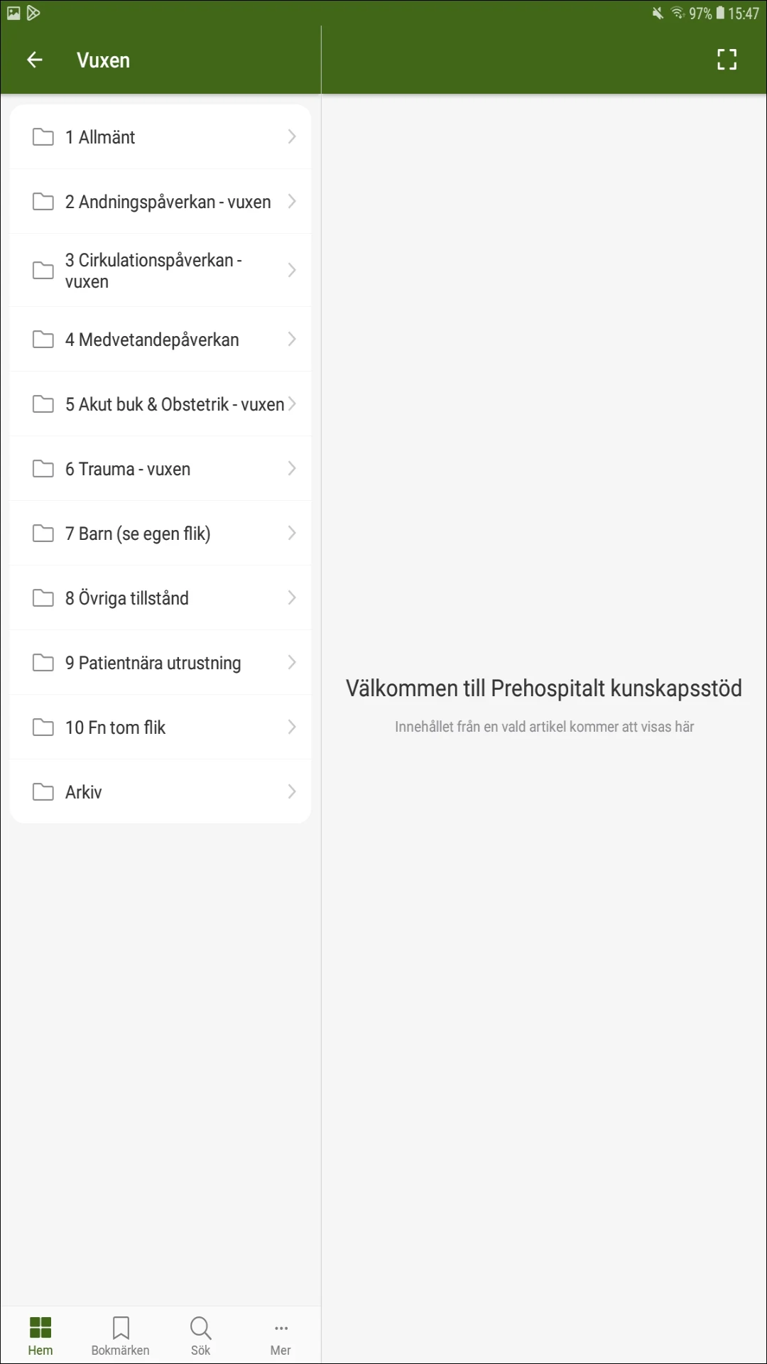 Prehospitalt kunskapsstöd screenshot